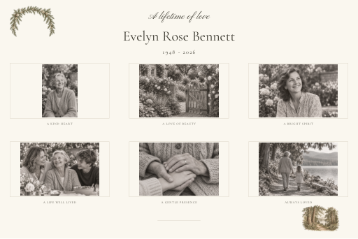 Photo Tribute Board reduced actual template preview