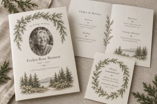 Memorial Program approved styled mockup