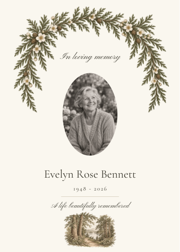 Memorial Program reduced actual template preview