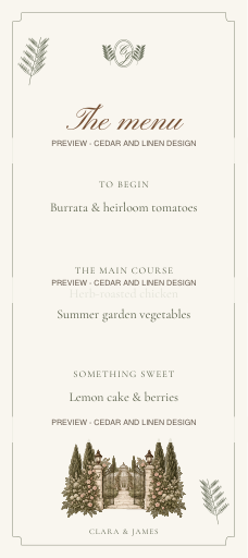 Menu Cards watermarked printable design preview